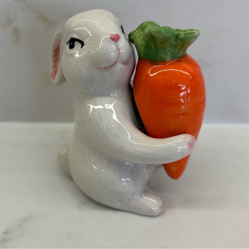 Abbott Collection Ceramic Bunny Holding Carrot Salt and Pepper Shakers Easter